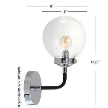 Caleb Brass Vanity Wall Sconce Clear